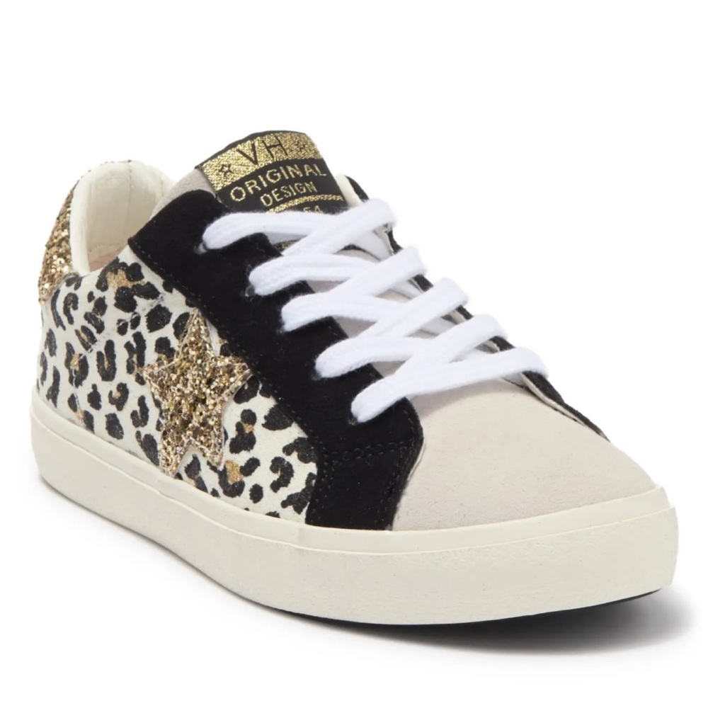 Vintage Havana girls sneakers size 11 black and white leopard and gold glitter